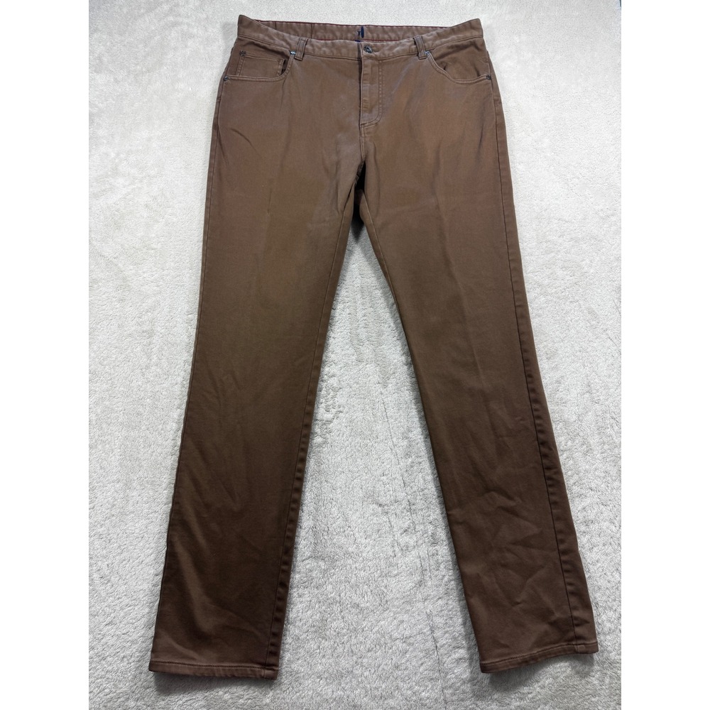 johnnie-O Mens Terry Stretch Khaki Brown Pants 36x34 Meas: 36x33.5